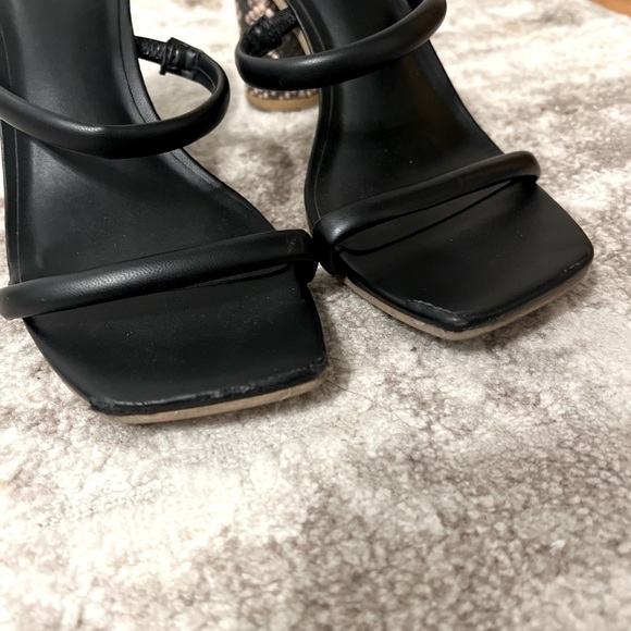 Women's Cass Thin Strap Heeled Pumps - A New Day Black Snake - Picture 5 of 7